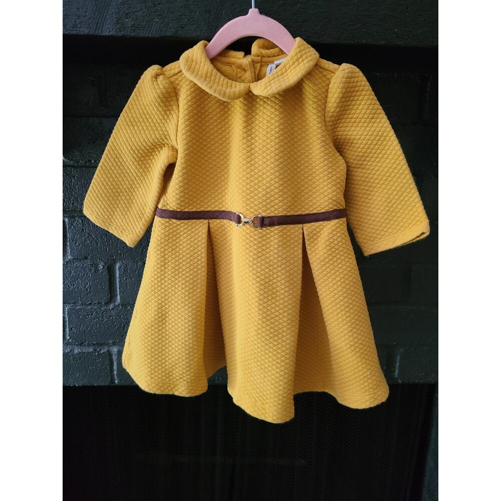 Janie & Jack Mustard Yellow belted girl's Dress size 2t